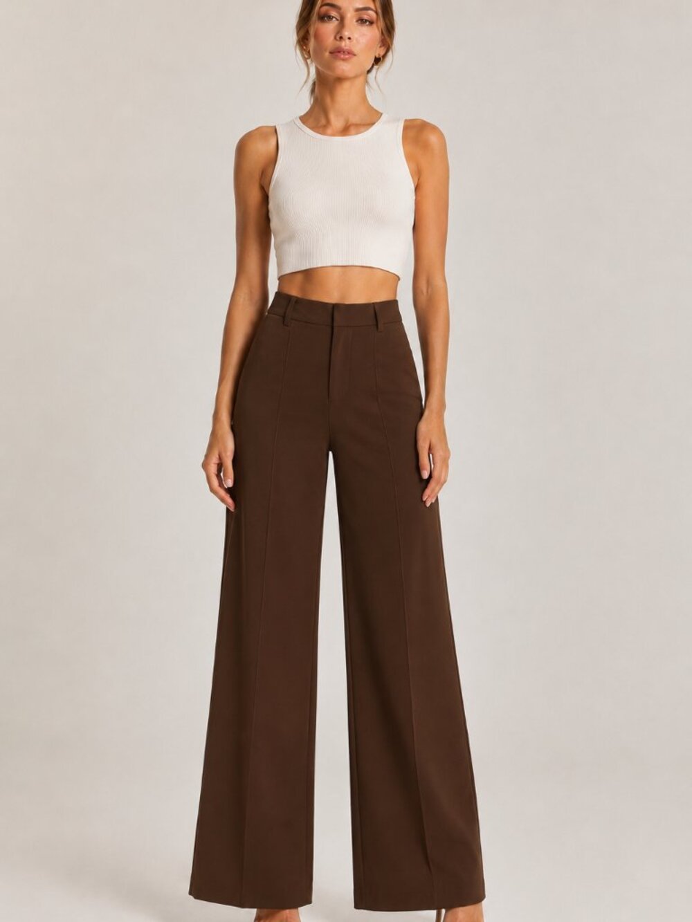 Straight Leg Pintuck Trouser Pants - Cien